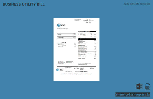 Geschäftskundenrechnung des Telekommunikationsunternehmens AT&T in Texas, Seite 1 (Beispielansicht)